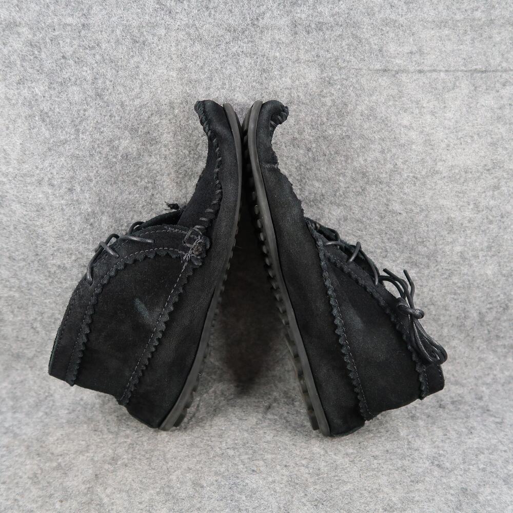 Minnetonka Shoes Womens 8 Moccasin Chukka Ankle Bootie Leather Black Lace Up - Picture 8 of 13